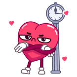 🙄 coeur, dessin animé, amour, triste, attendre, horloge telegram sticker