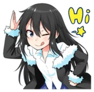 ☺️ Hi anime, girl, hello, greeting, cartoon, hi, waving telegram sticker
