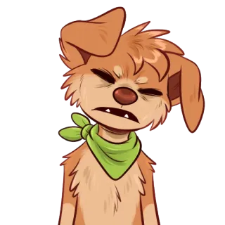 😑 chien, animal, dessin animé, mignon, contrarié, vert telegram sticker
