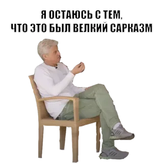 🤌 Я ОСТАЮСЬ С ТЕМ, ЧТО ЭТО БЫЛ ВЕЛИКИЙ САРКАЗМ sarkasme, bahasa rusia, frasa, meme telegram sticker