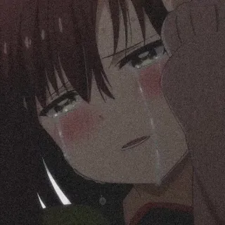 😔 Anime, Piangere, Triste, Ragazza, Emozionale telegram sticker
