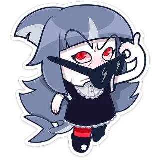 😎 anime, shark, girl, cartoon, angry, mask, cute telegram sticker