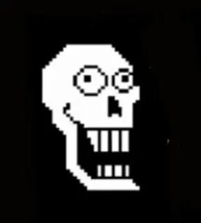 😁 Papyrus Undertale kerangka, video game, ramah, lucu, pixel art telegram sticker