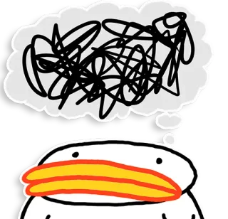 🤔 duck, thinking, confused, scribbles, cartoon telegram sticker