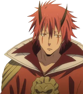 😒 Benimaru That Time I Got Reincarnated as a Slime anime, Benimaru, demon, red hair, horns telegram sticker