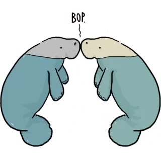 ❤️ BOP! Ламантины, Мультфильм, Водный, Милый, Животные, Морские коровы whatsapp sticker
