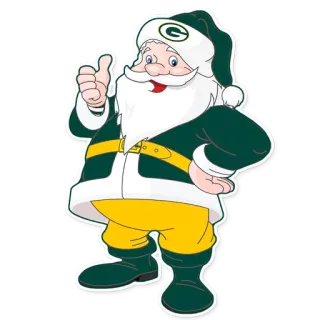 🎉 santa claus, green bay packers, natal, sepak bola amerika, nfl, jempol, liburan, kartun whatsapp sticker