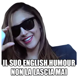 😂 IL SUO ENGLISH HUMOUR
NON LA LASCIA MAI юмор, итальянский, женщина, солнцезащитные очки, улыбка whatsapp sticker