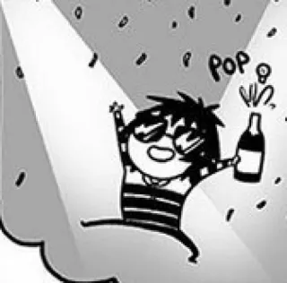 🥂 POP festa, celebração, desenho animado, garrafa, diversão, óculos de sol whatsapp sticker