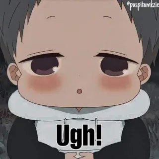 😳 Ugh! ugh, anime, kreskówka, wyraz, frustracja, irytacja telegram sticker