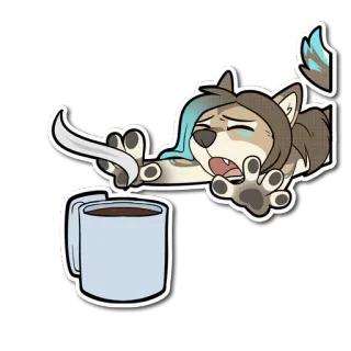 ☕ anthro, coffee, fail, dog, cup telegram sticker