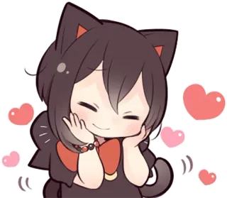 ☺️ cat girl, anime, cute, hearts, kawaii, chibi telegram sticker