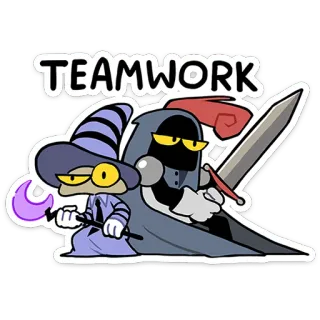 💪 TEAMWORK teamwork, wizard, knight, fantasy, cartoon, collaboration telegram sticker