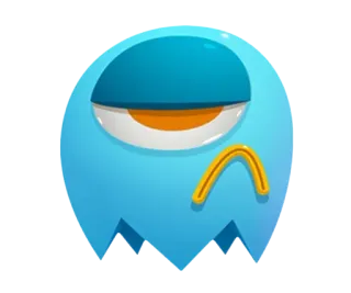 😐 duch, kreskówka, niebieski, śpiący, emoji, postać telegram sticker