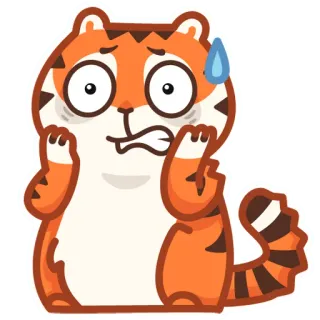 😳 tiger, animal, scared, nervous, cartoon, expression, cute telegram sticker
