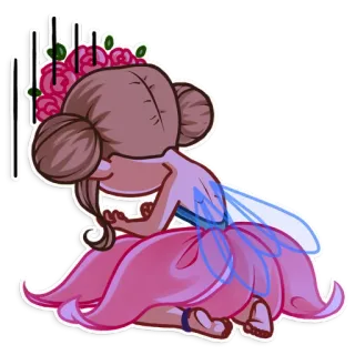 😓 hada, lindo, dibujos animados, alas, vestido, triste whatsapp sticker