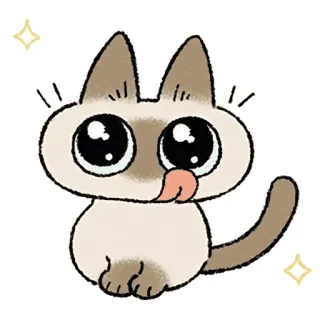 😋 cat, animal, kawaii, cute, sticker, siamese telegram sticker