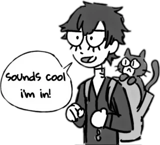 😃 Sounds cool i'm in! dibujos animados, gato, anime, genial, divertido telegram sticker