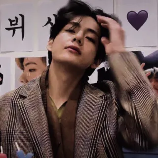 🔈 뷀 식 k-pop, portrait, coeur violet, idole telegram sticker