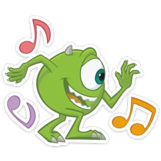 💃 Mike Wazowski Monsters, Inc. Mike Wazowski, Monsters, Inc., Disney, Pixar, Cartoon, Animation, Music telegram sticker