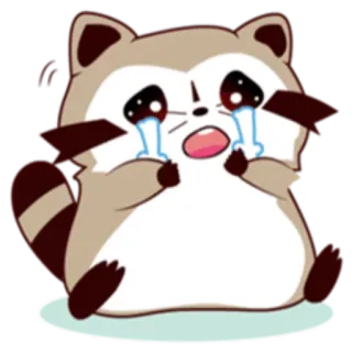 😭 mapache, llorando, triste, animal, dibujos animados, lindo, emoción whatsapp sticker