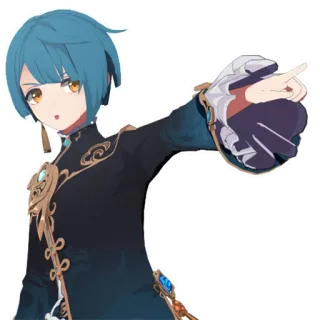🥺 Xingqiu Genshin Impact Anime, Xingqiu, Genshin Impact, Video game, Personagem, Apontando telegram sticker