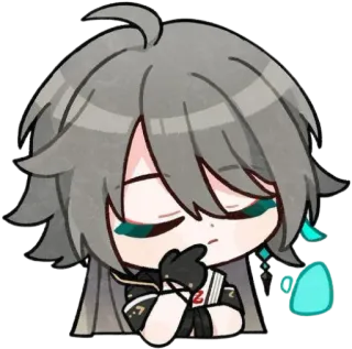 🤔 Alhaitham Genshin Impact аль-Хайтам, геншин импакт, аниме, стикер, милый, чиби whatsapp sticker