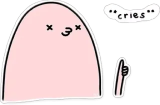 😢 cries pianto, triste, cartone animato, emotivo, blob telegram sticker