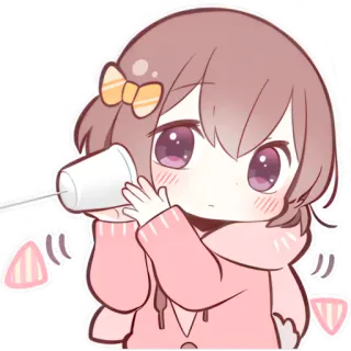 😦 애니메이션, 카와이, 귀여운, 음주, 소녀 telegram sticker