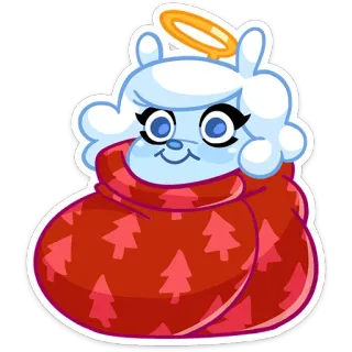 ☺️ thiên thần, hào quang, phim hoạt hình, mẫu cây thông Noel, chăn đỏ, dễ thương telegram sticker