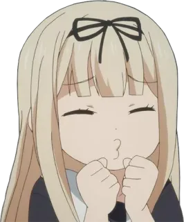 😙 Dziewczyna anime, Słodkie, Kreskówka, Kawaii, Blond włosy, Kokarda telegram sticker