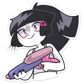 🔫 dibujo animado, personaje, pistola, arma, pistola de agua, anime, rosa, estilizado telegram sticker
