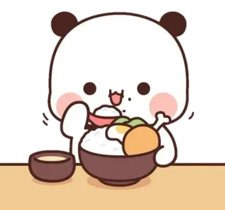 😋 cartone animato, cibo, mangiare, ciotola, carino, riso telegram sticker