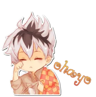 🖤 ohayo อนิเมะ, เช้า, ง่วง, น่ารัก telegram sticker