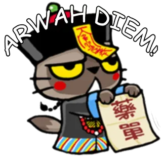 😯 ARWAH DIEM. gato, desenho animado, adesivo, engraçado, animal, personagem telegram sticker
