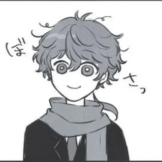 🌱 ぼさっ Anime, Manga, Chłopak, Szalik, Kreskówka telegram sticker