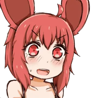 😳 アニメ, 漫画, キャラクター, 女の子, 赤い髪, 赤い目, 獣耳 telegram sticker