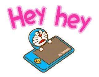 ✏️ Doraemon Hey hey doraemon, animé, dessin animé, salut, hey, mignon whatsapp sticker