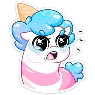 😢 unicórnio, fofo, kawaii, desenho animado, sorvete, chorando telegram sticker