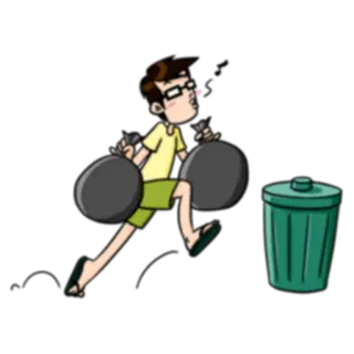 🗑 garbage, trash, man, cartoon, cleaning, recycle telegram sticker