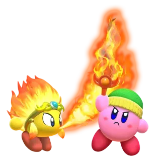 🌞 Kirby kirby, gra wideo, ogień, kreskówka telegram sticker