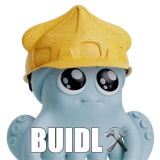 🛠 BUIDL polvo, construção, construtor, capacete, desenho animado, fofo, trabalho whatsapp sticker