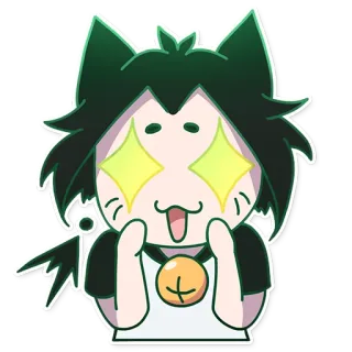 🤩 gatto, anime, carino, kawaii, brillantini, emoji telegram sticker