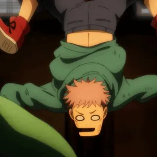 🎴 Yuji Itadori Jujutsu Kaisen Anime, Jujutsu Kaisen, Yuji Itadori, Lustig, Geschockt, Auf dem Kopf telegram sticker