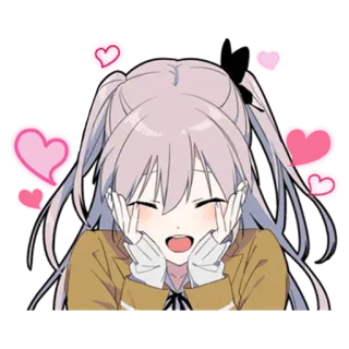 🥰 Anime, Fofo, Garota, Corações, Feliz, Alegre, Desenho animado telegram sticker
