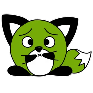 🤢 アニメ, キツネ, 悲しい, 動物, ステッカー, 可愛い, 緑 telegram sticker