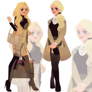 👭 мода, блондинка, женщина, стиль, иллюстрация, тренчкот, персонаж telegram sticker