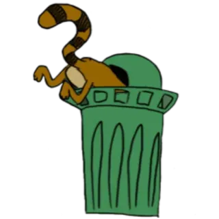 😐 szop pracz, kosz na śmieci, kreskówka, zwierzę telegram sticker