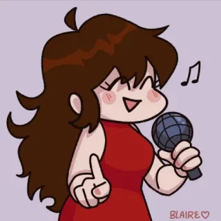 🍬 BLAIRE kreskówka, mikrofon, śpiewanie, muzyka, dziewczyna, słodki telegram sticker