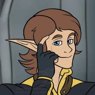 😏 Elfo, Pensando, Dibujos animados, Personaje, Fantasía, Humanoide telegram sticker